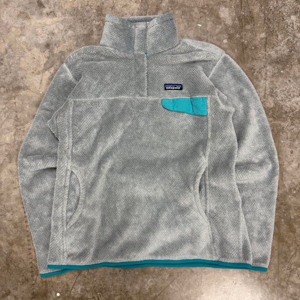 Y2K Women's Patagonia Gray Snap Fleece Jacket Size L
